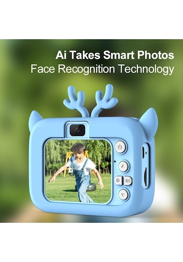 Trendooze Springsun 1080p Mini Karikatür Çocuklar Dijital Kamera Çift Lens 2.0 İnç Ips Ekran Dahili Pil Af