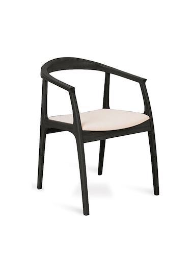 Helsinki Beyaz C Model Bohem Siyah Ahşap Sandalye