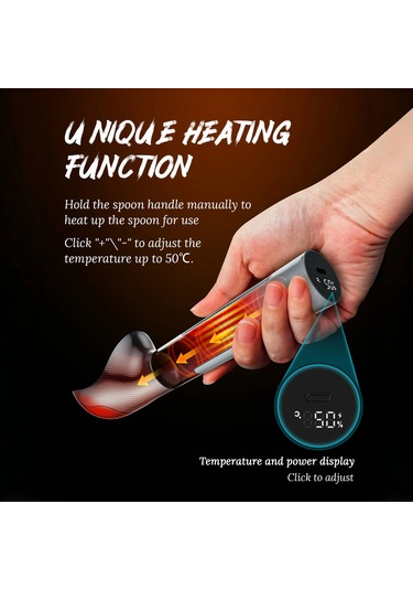 Elektrikli Isıtmalı Dondurma Kaşığı En Iyi Hediye Led Ekran İle Beyaz - Siyah