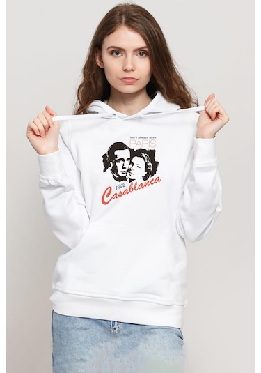 Casablanca We'll Always Have Beyaz Kadın 3ip Kapşonlu Sweatshirt 001