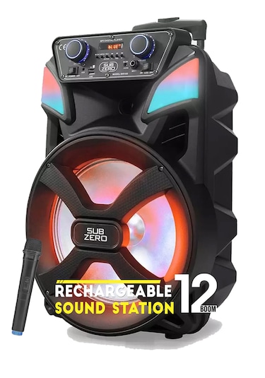 Bluetooth Hoparlör Speaker Karaoke Mikrofonlu Süper Bas Hoparlör 2x30w Büyük Boy Tekerlekli 5400mah