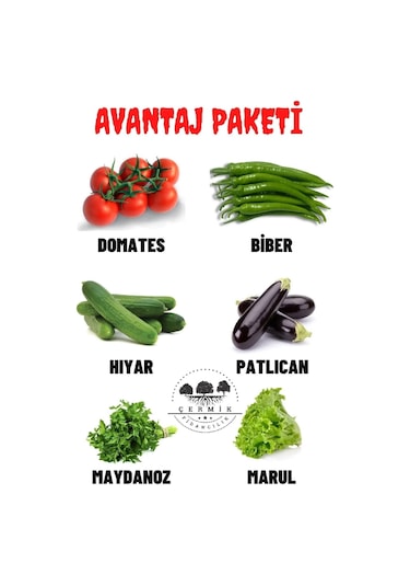 Tohum Paketi Domates ,biber , Hıyar , Patlıcan , Maydanoz , Marul