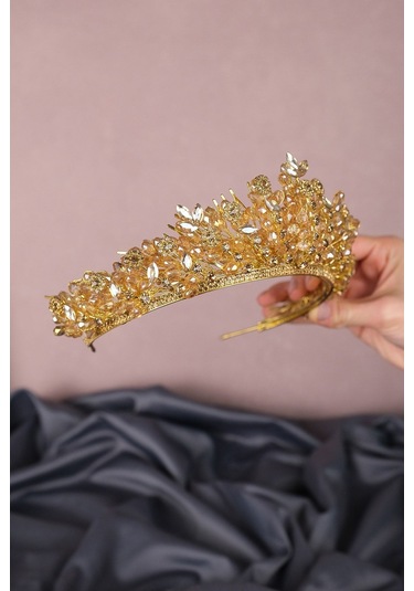 FdayAksesuar En Güzel Gelinlere Özel Akbahar Kristal Boncuklu Gelin Kına Tacı FRDY31656