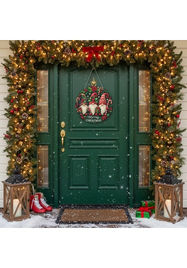 Yılbaşı Cüceleri Kapı Ve Duvar Süsü Merry Christmas 1 30x30