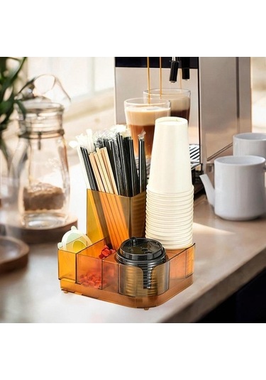 Pazly Suntek Kahve Barı Çeşni Rafı Çay Poşetleri Ve Süt Dükkanı Turuncu Turuncu