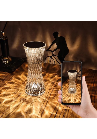 Conventions1 Elmas Masa Lambası Usb Şarj Edilebilir Kristal Beyaz