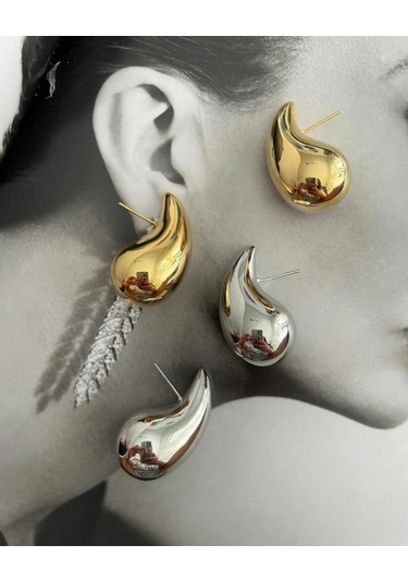 Silver Bottega Damla Küpe Çok Renkli