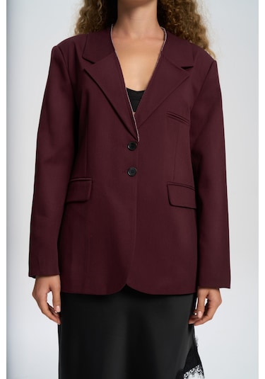 Mai Studios Co. Volda Yaka Detay Bordo Blazer Bordo
