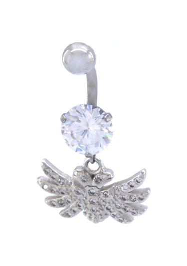 Ferizz 316l Çelik Zirkon Taşlı Kuş Piercing Prc-124 Gümüş