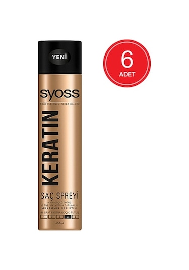 Syoss Keratin Ekstra Güçlü Tutuş Saç Spreyi 6 x 400 ML
