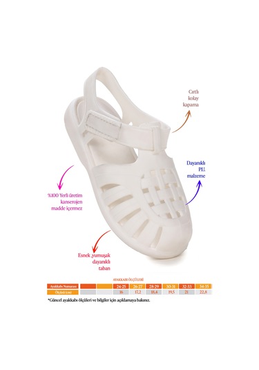 Fina Günlük Deniz Havuz Plaj Kız Çocuk Sandalet Ayakkabı Kırmızı