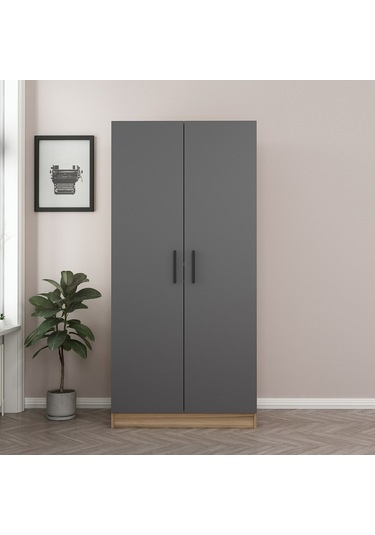 Minar Kale 2 Kapaklı Dolap Dore Antrasit 210cm