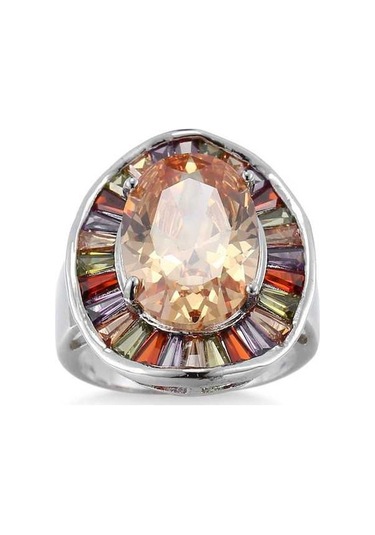 Dancemonkey Zirkon Yüzük Sodrov Şampanya Renkli Oval Kristal Kadın 7 Kc Lüks Moda Takı Çok Renkli