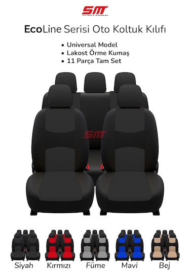 Ecoline Serisi Universal Oto Koltuk Kılıfı Siyah