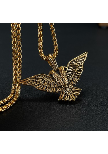 Relaxed Avrupa Ve Amerikan Yaratıcı Punk Kesme Paslanmaz Çelik Çift Başlı Kartal Retro Hip-hop Kolye Altın Tek Bir Kolye Ucualtın Kolye Zinciri 3 55