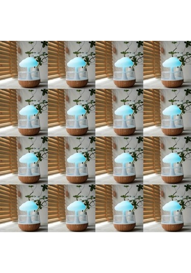 Techbloom Yogle Rain Cloud Humidifier Aromaterapi Difuzor Ahşap Renk Ayarlanabilir Led Işık Yatak Odası Ofis Plastik Gövde
