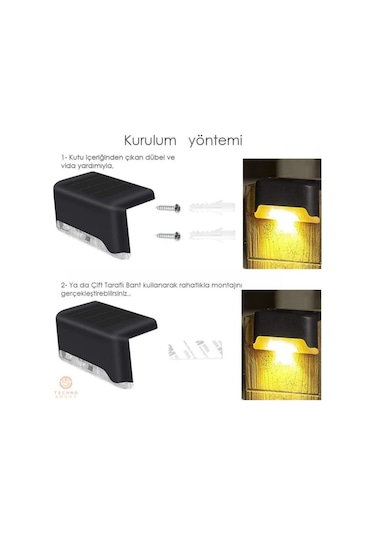 Dekoratif 4 Adet Köşebent Merdiven Veranda Solar Güneş Enerjili Led Lamba Dekor Bahçe Aydınlatma