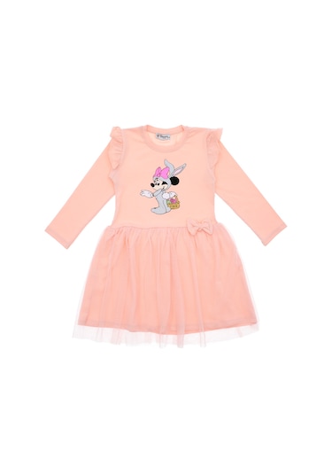 Kız Çocuk Elbise Taşlı Baskılı SOMON