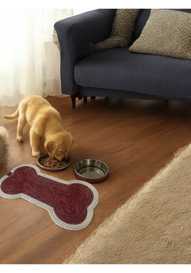 Kedi, Köpek Evcil Hayvan Mama Matı, Paspası - Bordo