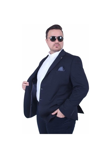 Starbattal Erkek Büyük Beden 4 Drop Blazer Zaha Ceket 500603 Lacıvert Lacivert