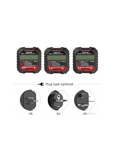 Hangfox Ht107d Avrupa Tipi Lcd Ekranlı Prizi Test Cihazı - Toprak, Sıfır, Faz, Polarite Ve Kaçak Akım Tespiti Pil Yok