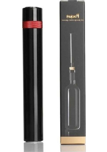 Fastbuy Kırmızı Kalem Şeklinde Basınçlı Şarap Açıcı - Ahşap Mantar Kolay Açma - Tekli Paket Siyah Siyah