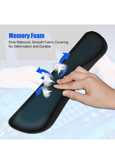 Bilek Destekli Mouse Pad, Kaymaz Ergonomik Bilek Destekli Siyah
