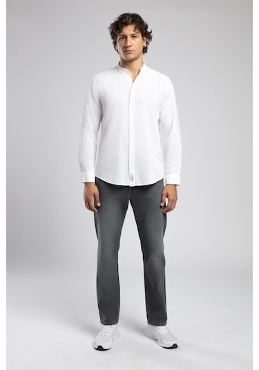 Lee Cooper Julsa Erkek Uzun Kol Dokuma Gömlek-19759 Beyaz