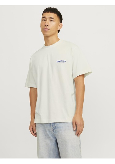 Jack & Jones Erkek Gögüs Ve Sirt Baskili Tişört - Union - 12273442 Sweet Corn Çok Renkli