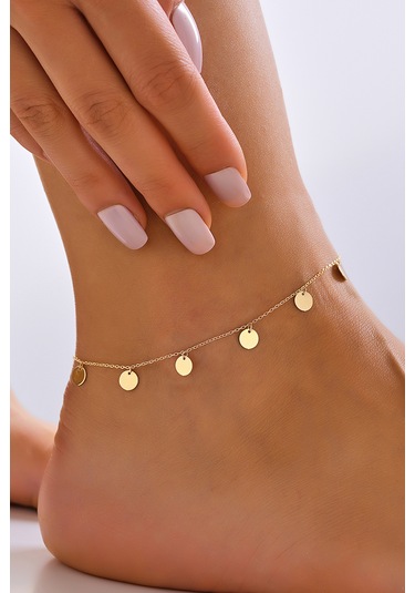 14 Ayar Altın Halhal Pullu Sallantılı Halhal - Mmhlhl-55002 Sarı Altın