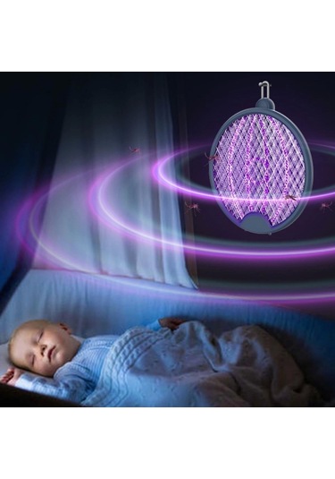 Asılabilen Ve Masaüstü Olabilen 2w Sinek Öldürücü Mor Işıklı Raket Çok Renkli