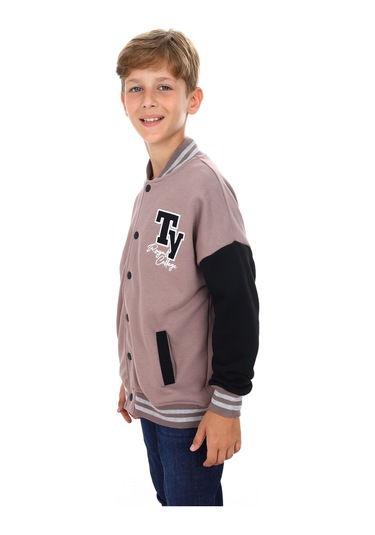 Toontoy Erkek Çocuk Nakışlı Kolej Hırka Kahve