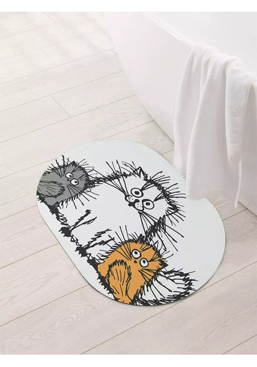 Joyarty Banyo Ve Tuvalet Paspası 58x38 Cm "tüylü Kediler" 232768484 Siyah