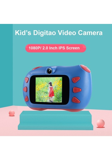Jeemson Çocuklar İçin Mavi Dijital Kamera - 18mp Fotoğraf Çekimi, 1080p Video Kaydı, Çift Lens Ve Dahili Pil Mavi
