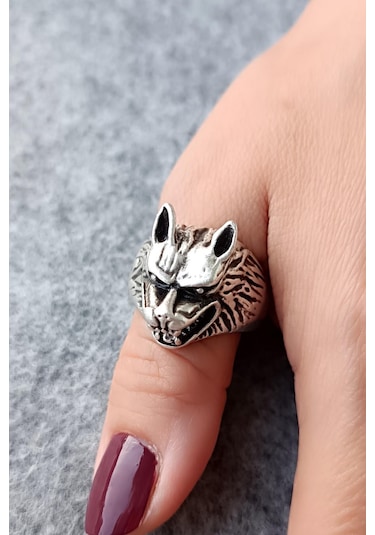 Kurt Şekilli Erkek Yüzük Gümüş Kaplama Ayarlanabilir El Yapımı Erkek Yüzük