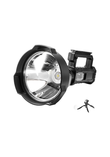 Wezone Dış Mekan Led El Feneri, 20w P50 Işık Kaynağı, Usb Şarjlı, Su Geçirmez, 4 Seviye Parlaklık, Elini Serbest Bırakan Ayaklı Tutucu, Akıllı Pil Göstergesi Çok Renkli