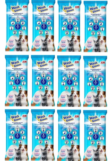 Bio Pet Active Wash Gloves Kuru Yıkama Ve Bakım Kesesi 12 x 8'li