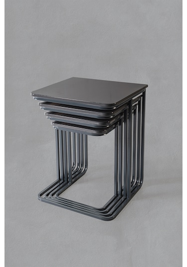 Füme Ayak - Statik Vegas Zigon Sehpa - Füme