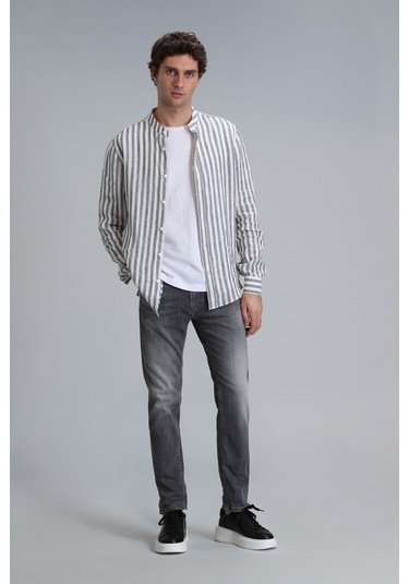 Lufian Frank Smart Jean Erkek Pantolon Regular Fit Koyu Gri Koyu Gri 111200184100160 Koyu Gri