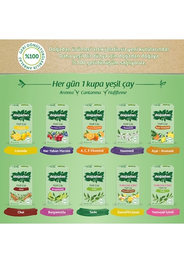 Doğadan Ananas Açaili Yeşil Süzen Poşet Çay 20'li