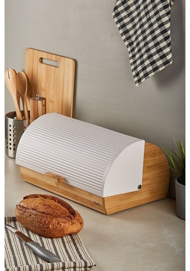 Clemento Bambu Ekmek Dolabı Gri
