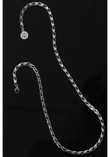 Labalaba Erkek Balık Gözü Model Çelik Zincir Kolye Gümüş