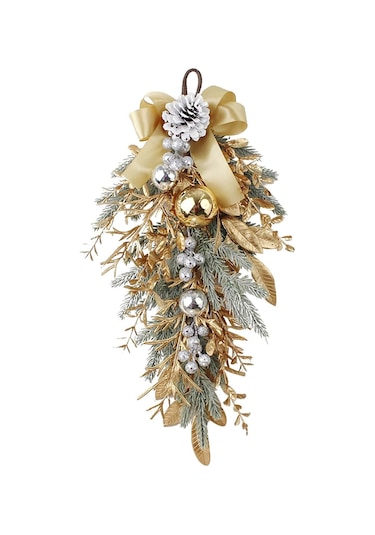 Gajeena Altın Renkli 55cm Yarıçaplı Noel Çiteleri, Kış Festivalleri İçin Kapı/pencere Dekorasyon Aksesuarı 188g Ağırlık