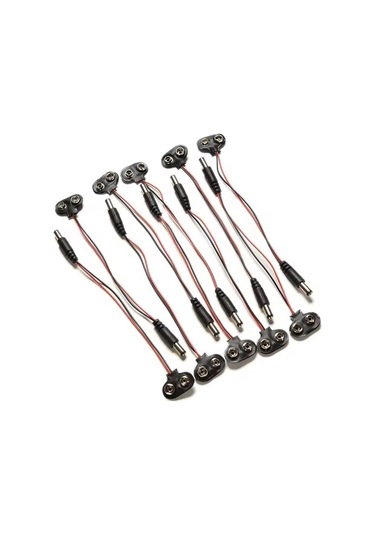 10 Adet 9v Pil Barrel Dönüştürücü Güç Kablo Jaklı Pil Başlığı - T Type