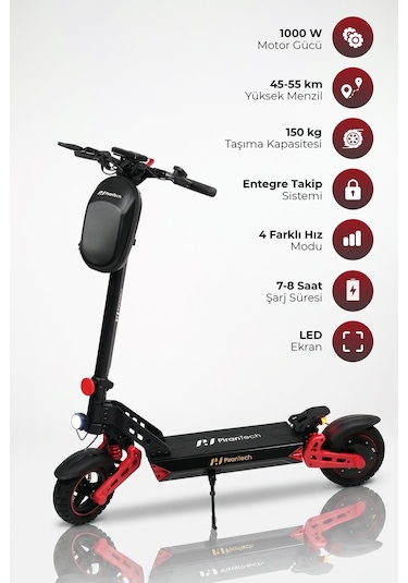 Pirantech D2pro Elektrikli Scooter 1000w-2000w Güç - Kırmızı