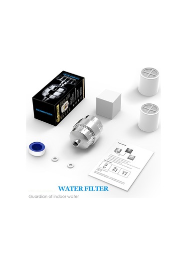 10 Aşamalı Banyo Su Filtresi Klor Ağır Metalleri Filtrelenmiş Duş Başlığı, 2 Filtreli Gümüş