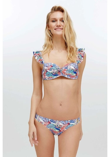 U.S. Polo Assn. Kadın Desenli Bikini Takım Çok Renkli