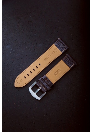 Hakiki Deri 24mm Akıllı Pimli Saat Kordonu Kahverengi