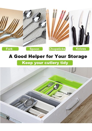 Xiyyadms Gri Genişletilebilir Çamaşır Kasası Organizasyon Aleti, 7 Bölmeli Çatal Kaşık Çubuk Saklama Kutusu, Çok Amaçlı Mutfak Dolap Düzenleyici Diğer