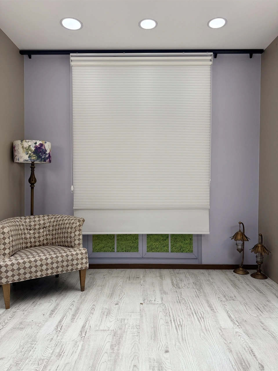 Luna Serisi Beyaz Tül Beyaz Stor Perde Işık Kontrollü, Çift Mekanizmalı, Kolay Montaj Beyaz